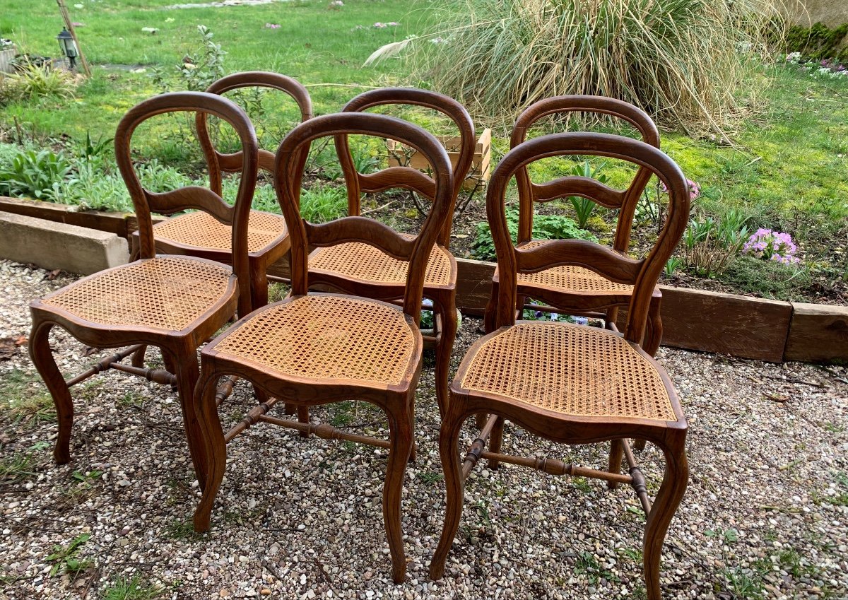 6 Cane Chairs, Louis Philippe Style, 19th Century-photo-2