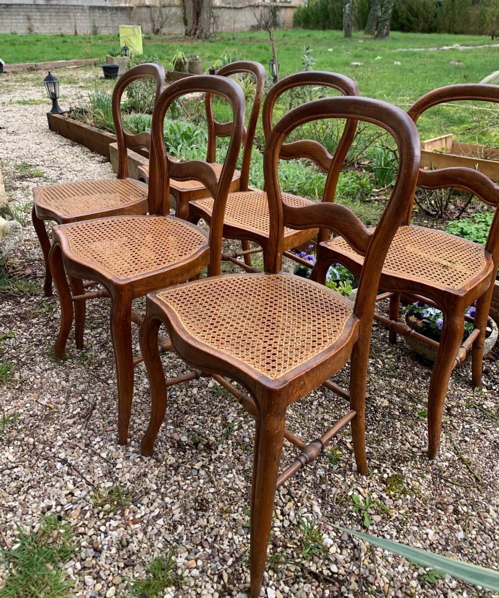 6 Cane Chairs, Louis Philippe Style, 19th Century-photo-4