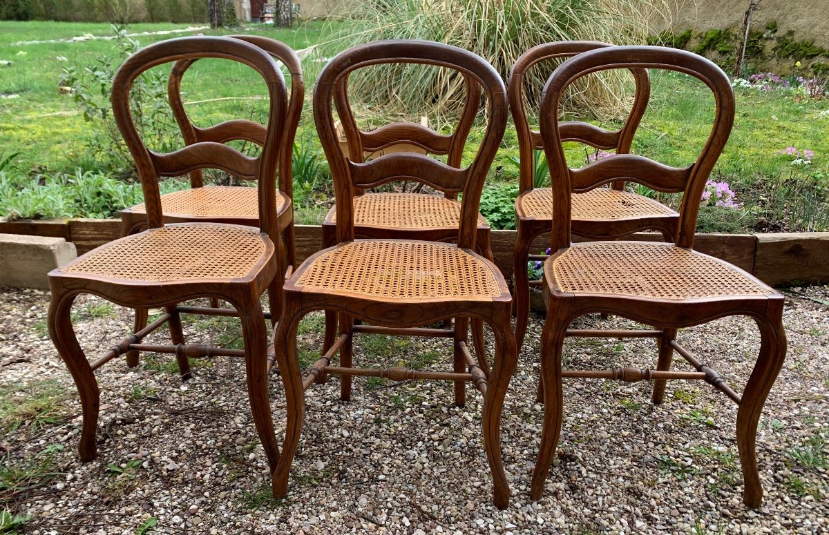 6 Cane Chairs, Louis Philippe Style, 19th Century-photo-5