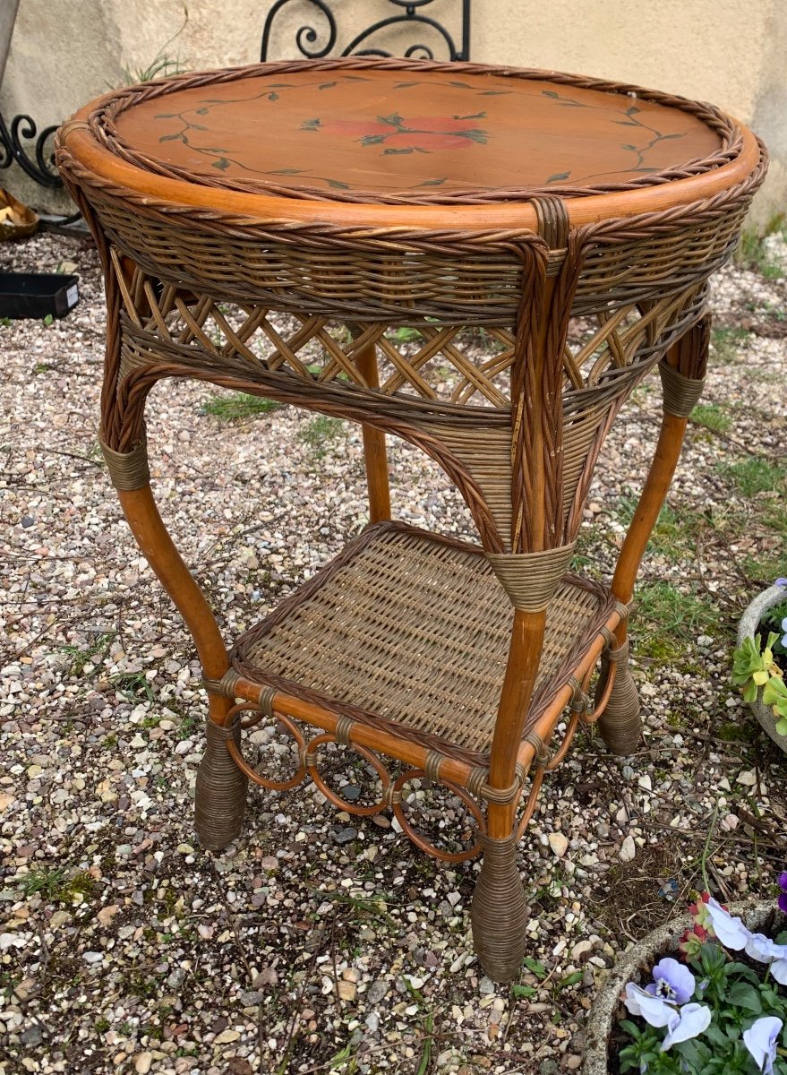 Wicker Pedestal Table, Circa 1950-photo-7