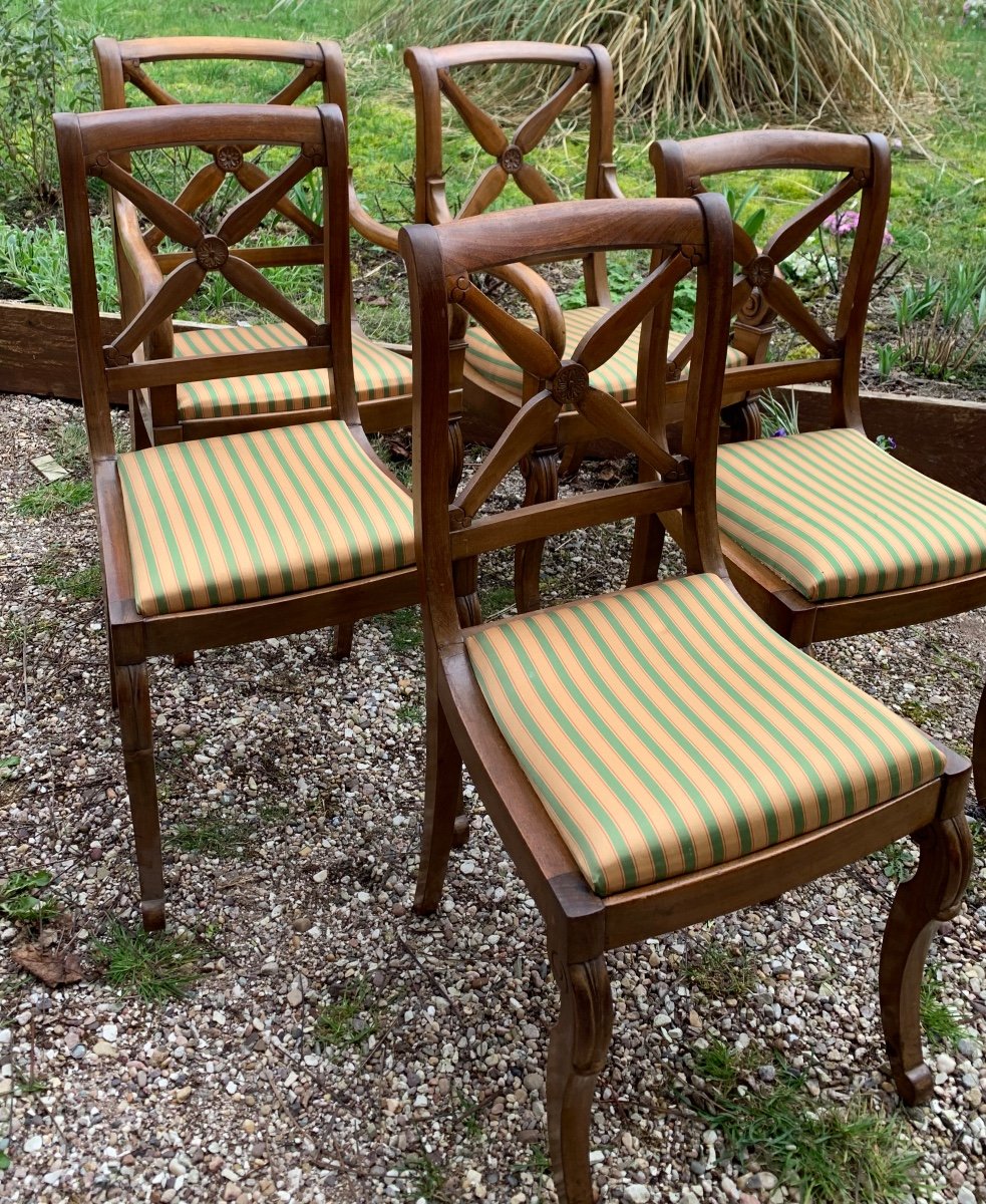 Suite Of 2 Armchairs And 3 Louis Philippe Chassis Chairs -photo-4