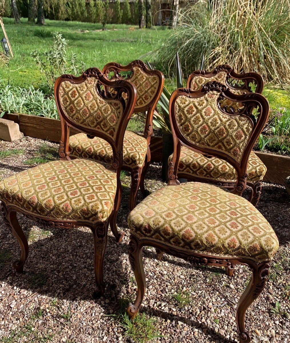 The 4 Louis XV Style Carved Chairs -photo-2