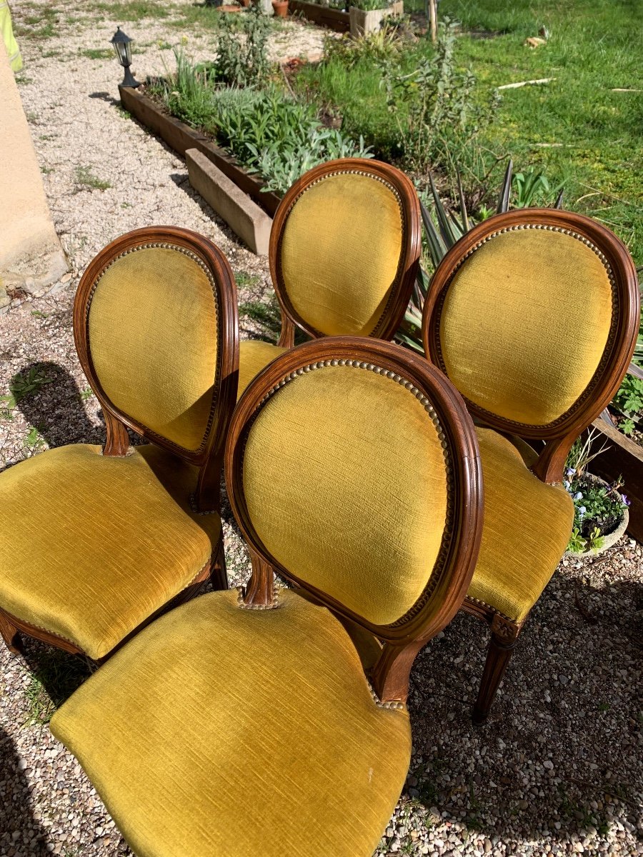 The Suite Of 4 Louis XVI Style Medallion Chairs -photo-5