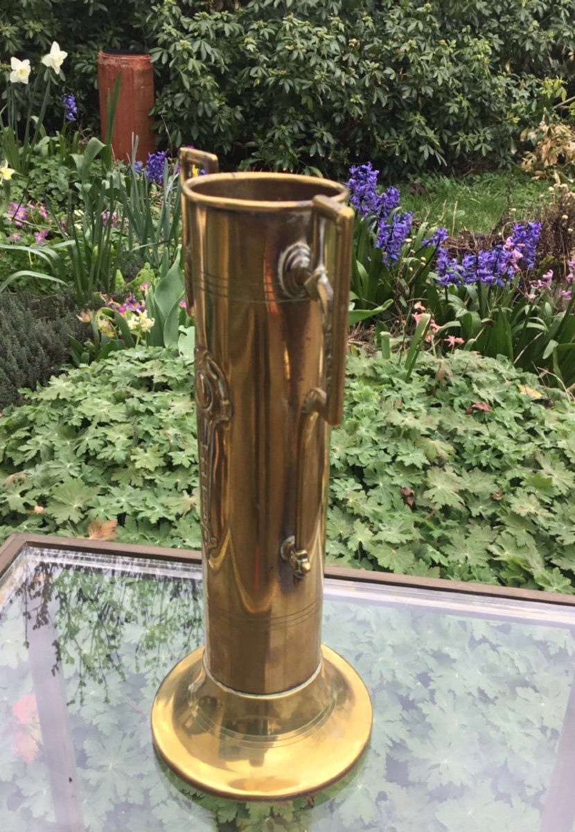 Small Art Nouveau Vase In Golden Brass -photo-2