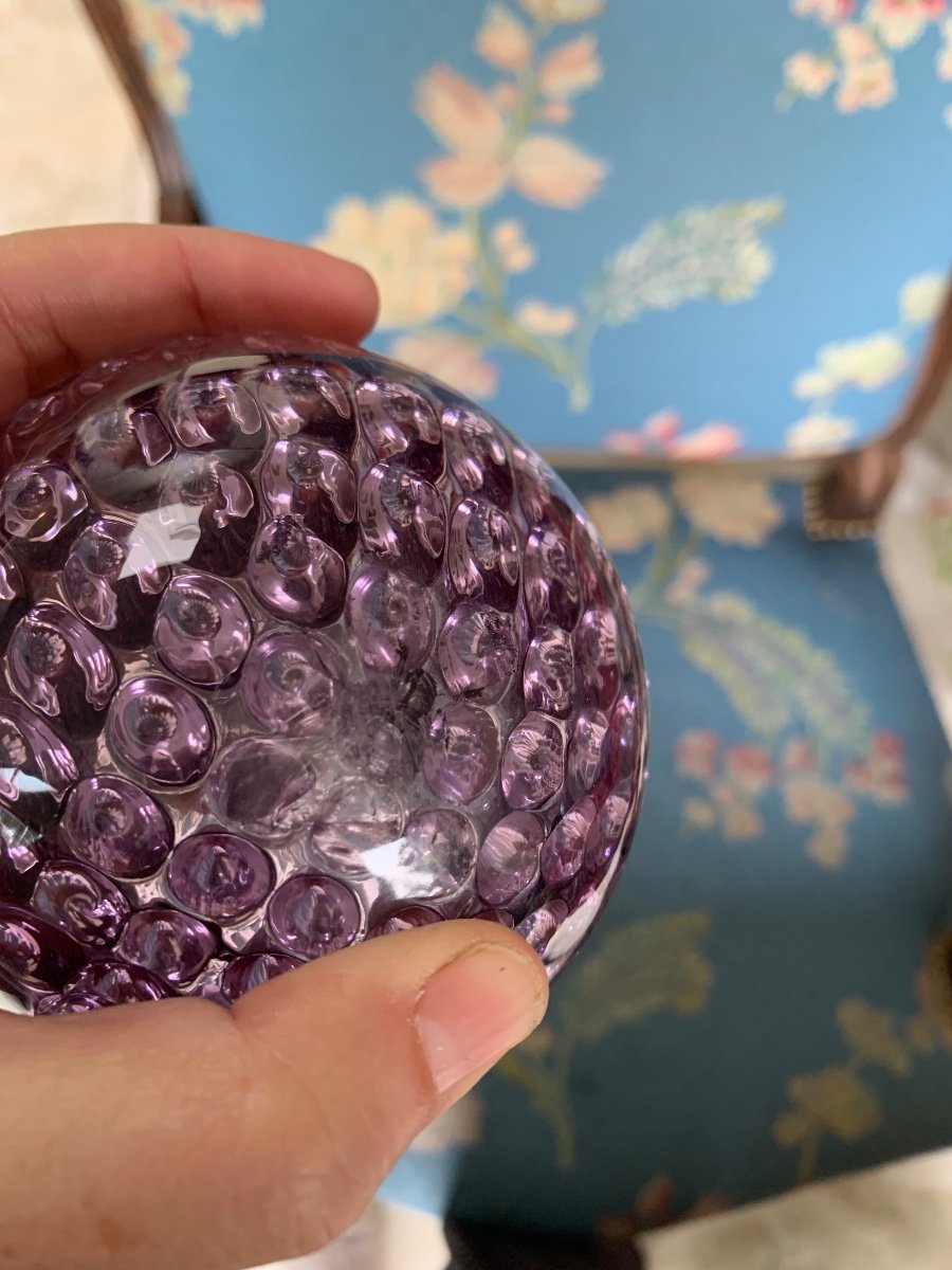 Rare Purple Staircase Ball In Baccarat Crystal 20th Century-photo-7