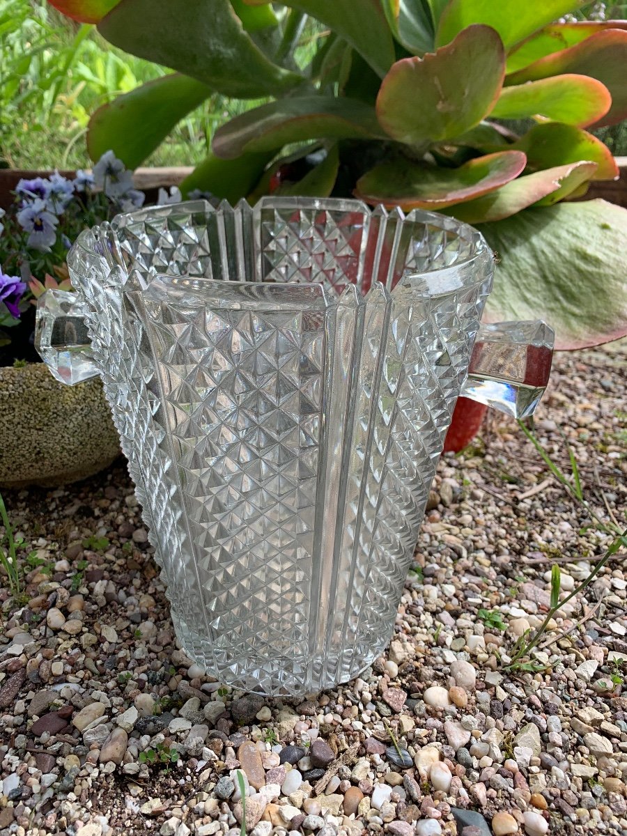 Champagne Bucket In Cut Crystal With Diamond Point Decor-photo-3