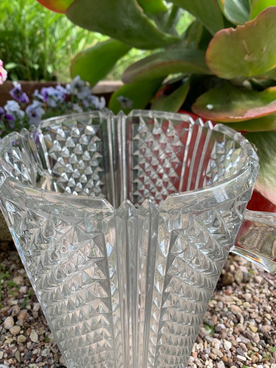 Champagne Bucket In Cut Crystal With Diamond Point Decor-photo-2