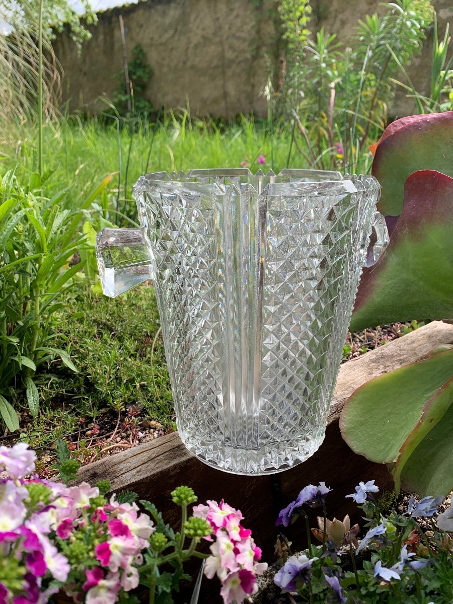 Champagne Bucket In Cut Crystal With Diamond Point Decor-photo-6