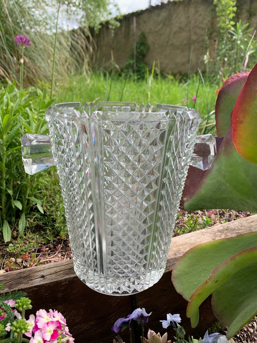 Champagne Bucket In Cut Crystal With Diamond Point Decor-photo-7