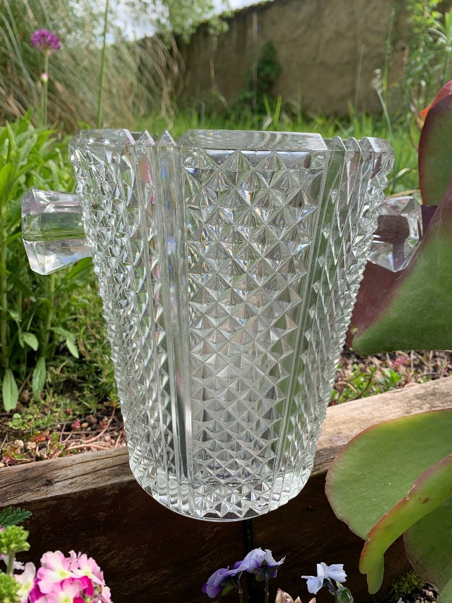 Champagne Bucket In Cut Crystal With Diamond Point Decor