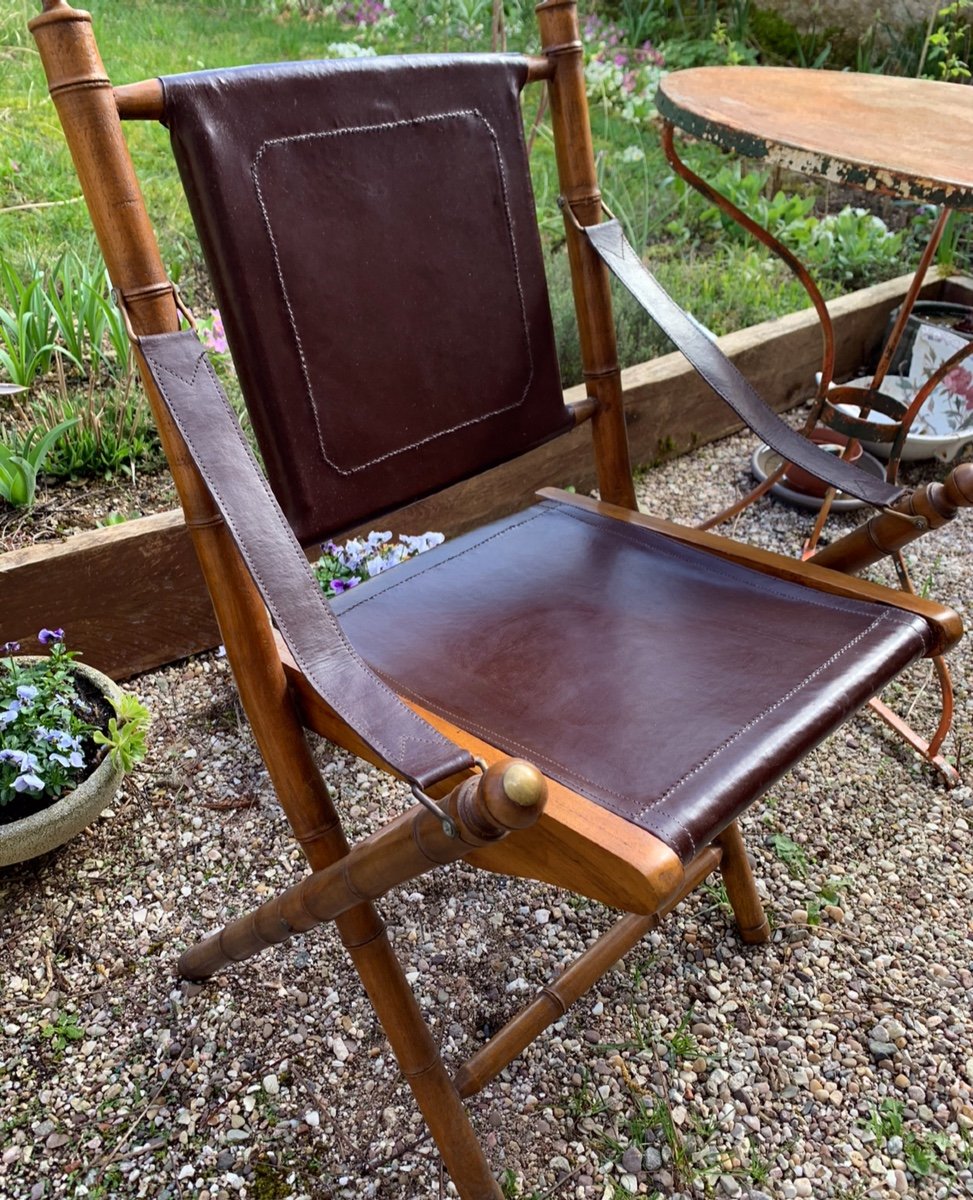 Folding Wooden Chairs Bamboo And Leather Look