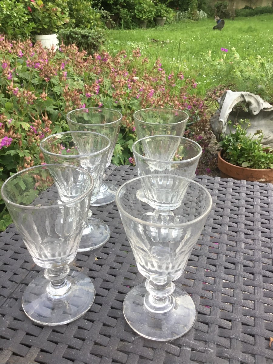 6 Small Louis Philippe Crystal Glasses-photo-2