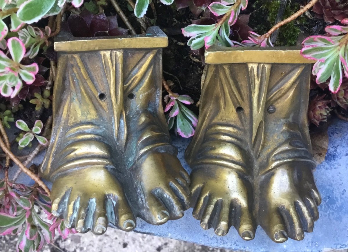 Furnishing Bronzes, Pair Of Feet With Sandals 