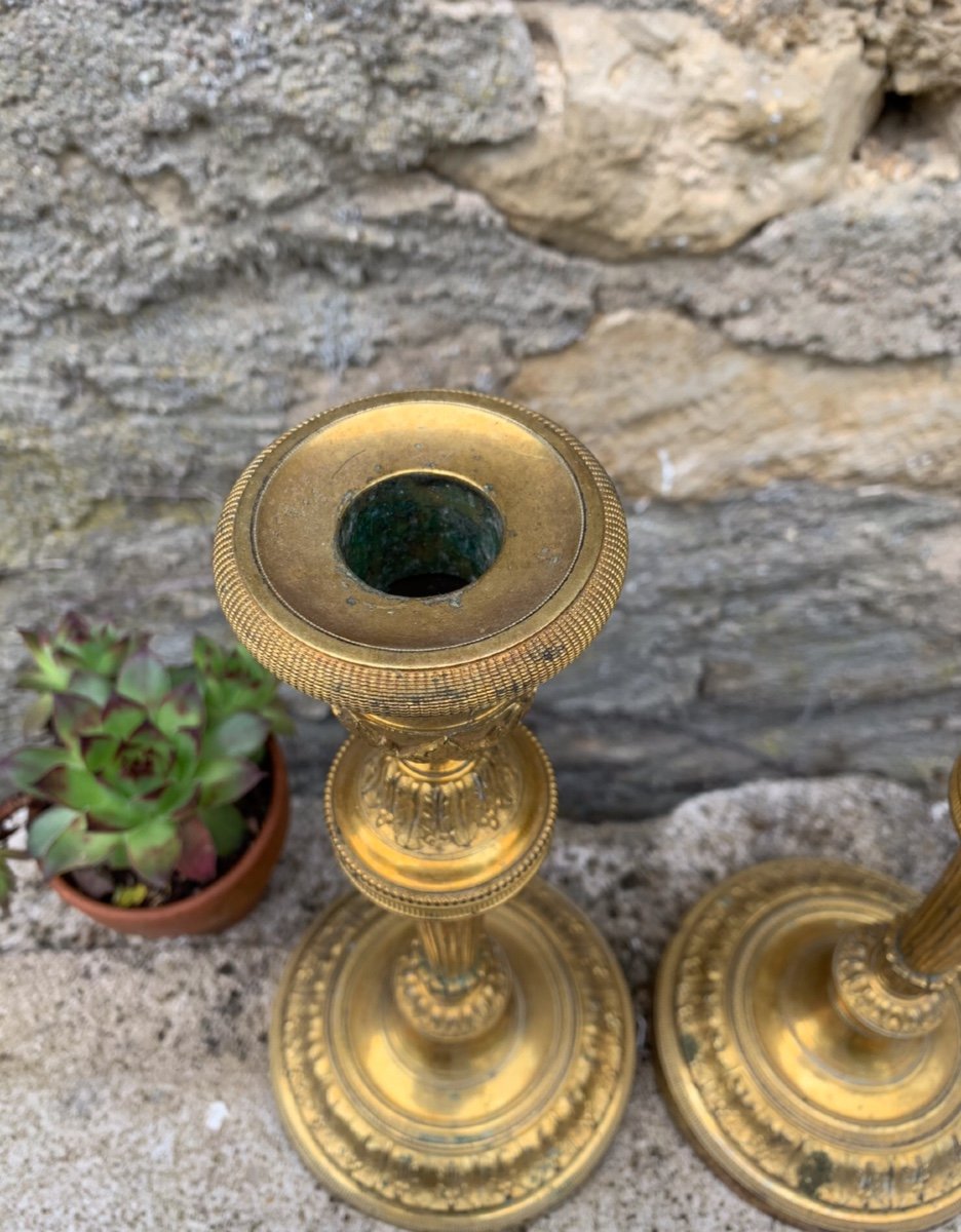 The Pair Of Candlesticks In Gilt Bronze -photo-3