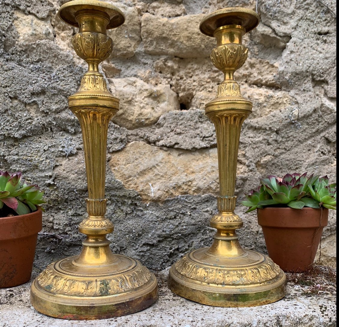 The Pair Of Candlesticks In Gilt Bronze -photo-6