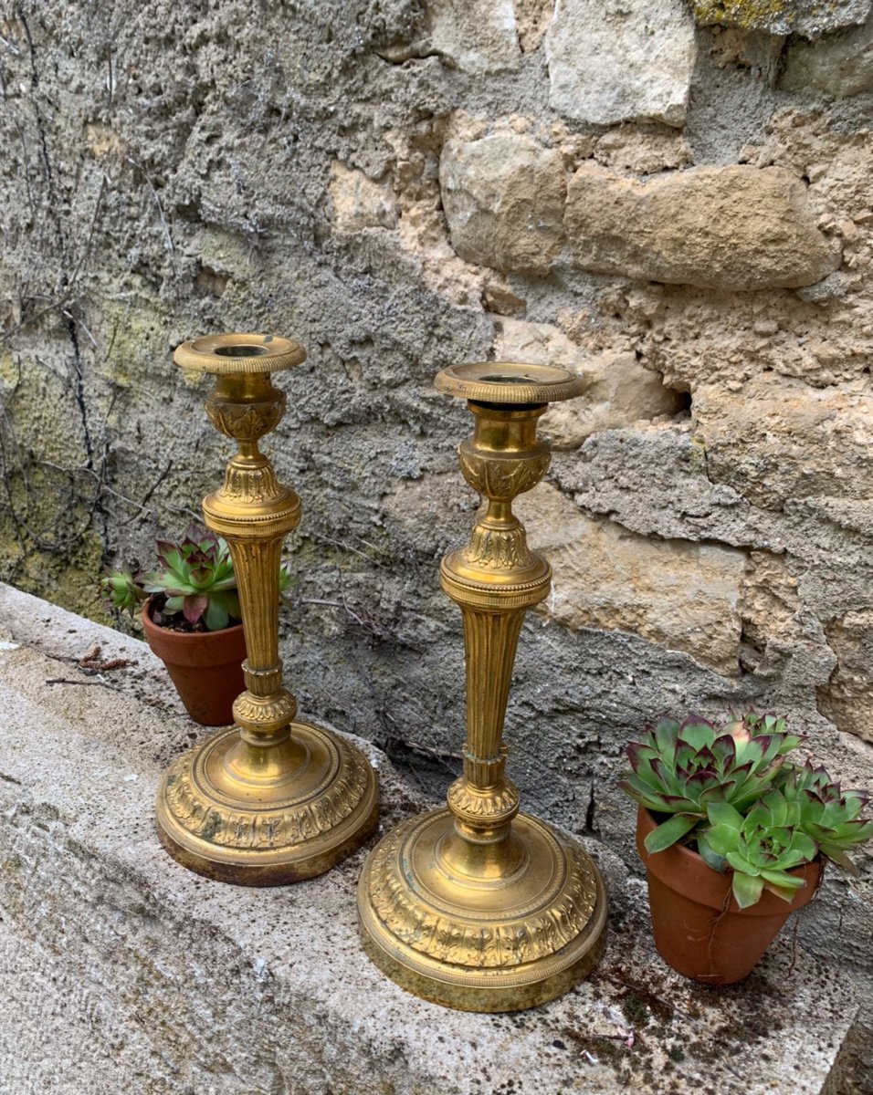 The Pair Of Candlesticks In Gilt Bronze -photo-7