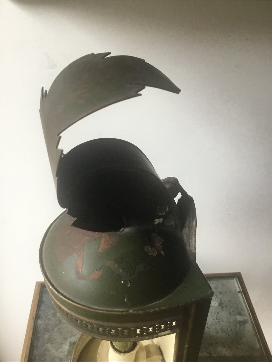 Painted Sheet Metal Wall Lamp In Helmet Shape -photo-6