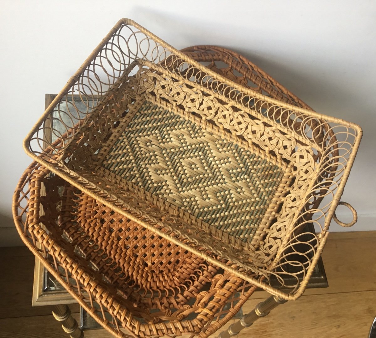 Popular Art The Two Baskets In Woven And Dyed Wicker-photo-1