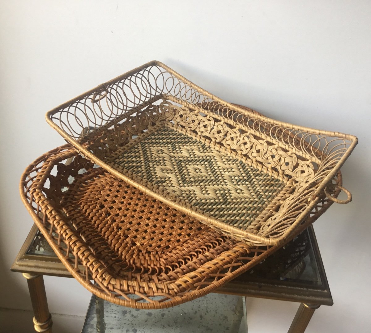 Popular Art The Two Baskets In Woven And Dyed Wicker-photo-2