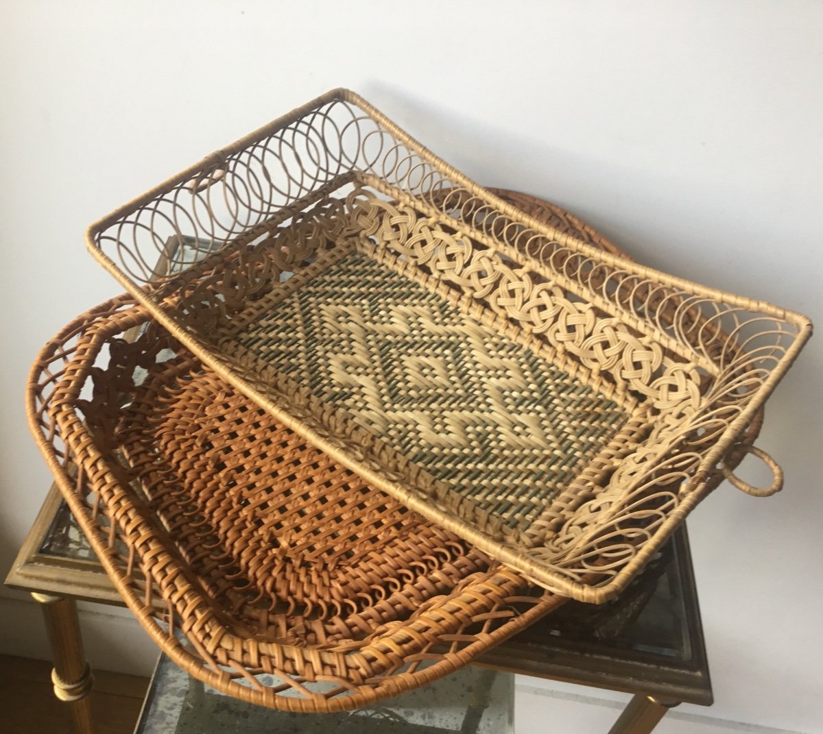 Popular Art The Two Baskets In Woven And Dyed Wicker