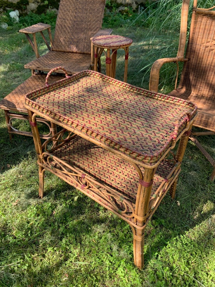 Different Pieces Rattan Garden Furniture, Circa 1900-photo-4