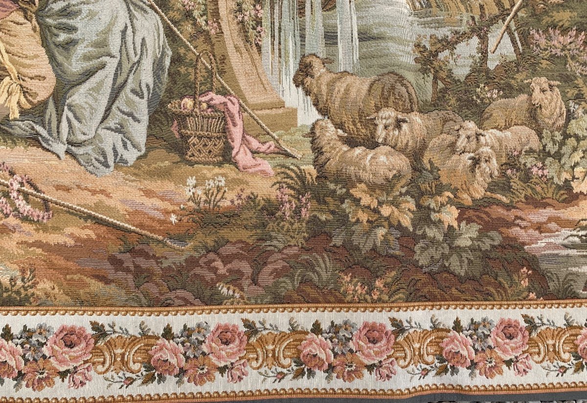 The Shepherdess And The Bird Tapestry Panel Gobelin  -photo-3