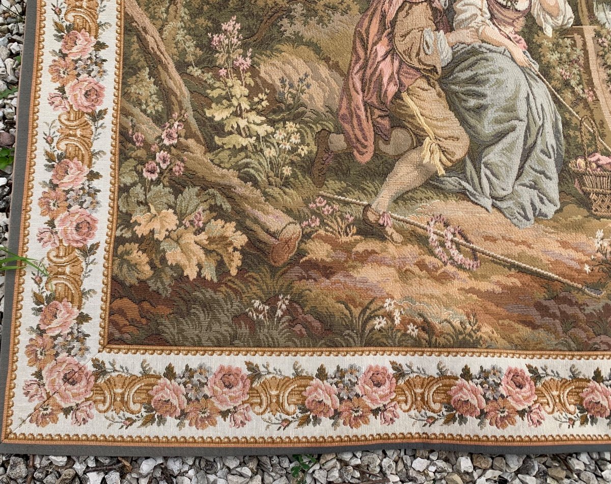 The Shepherdess And The Bird Tapestry Panel Gobelin  -photo-4