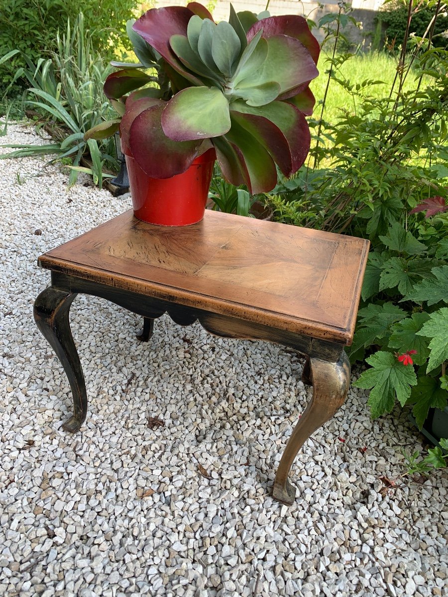 Small Side Table, End Of Sofa With Parquet Top-photo-3