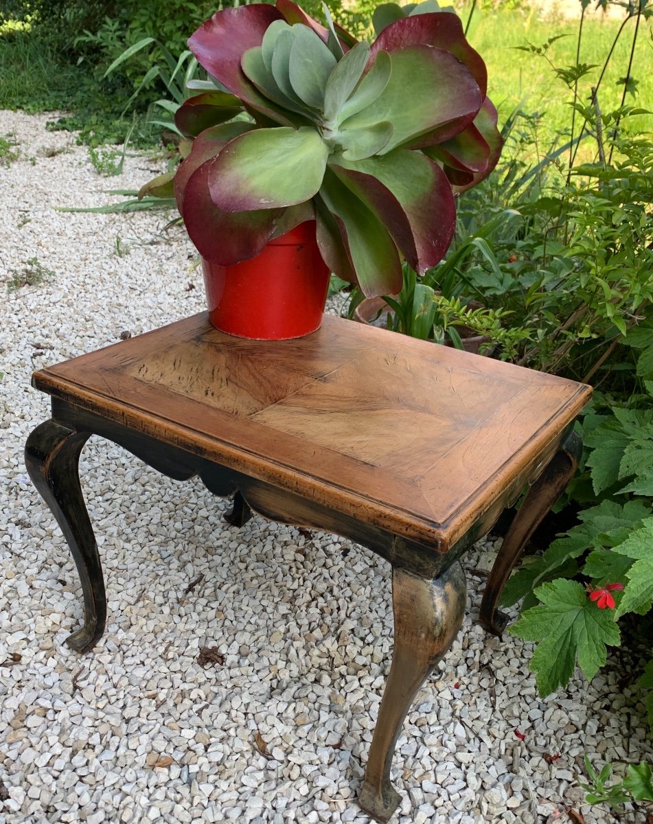 Small Side Table, End Of Sofa With Parquet Top-photo-4