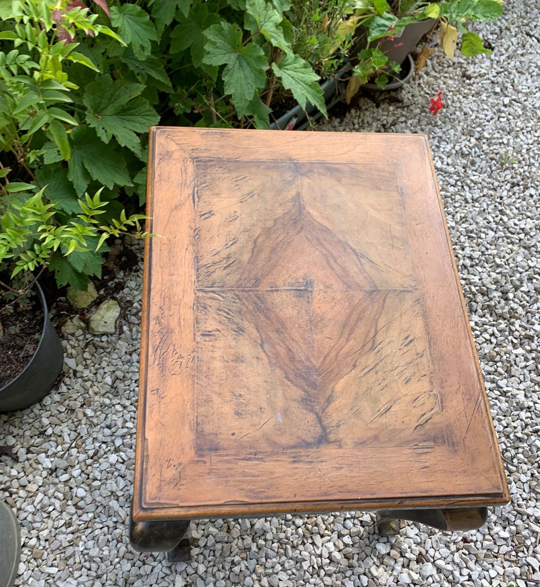 Small Side Table, End Of Sofa With Parquet Top-photo-1