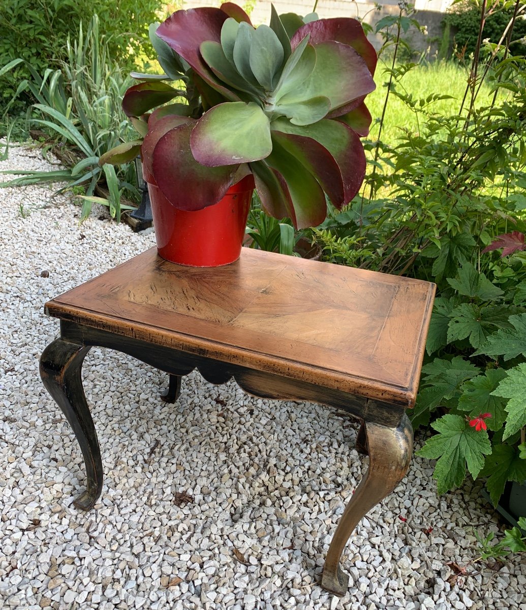 Small Side Table, End Of Sofa With Parquet Top-photo-6