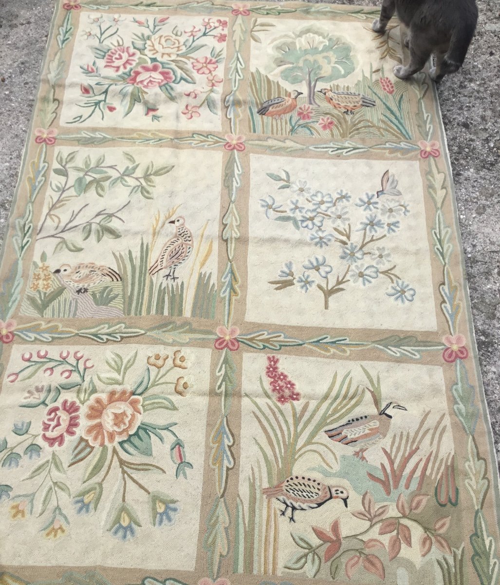 Carpet With Quail And Chrysanthemum Flowers -photo-2