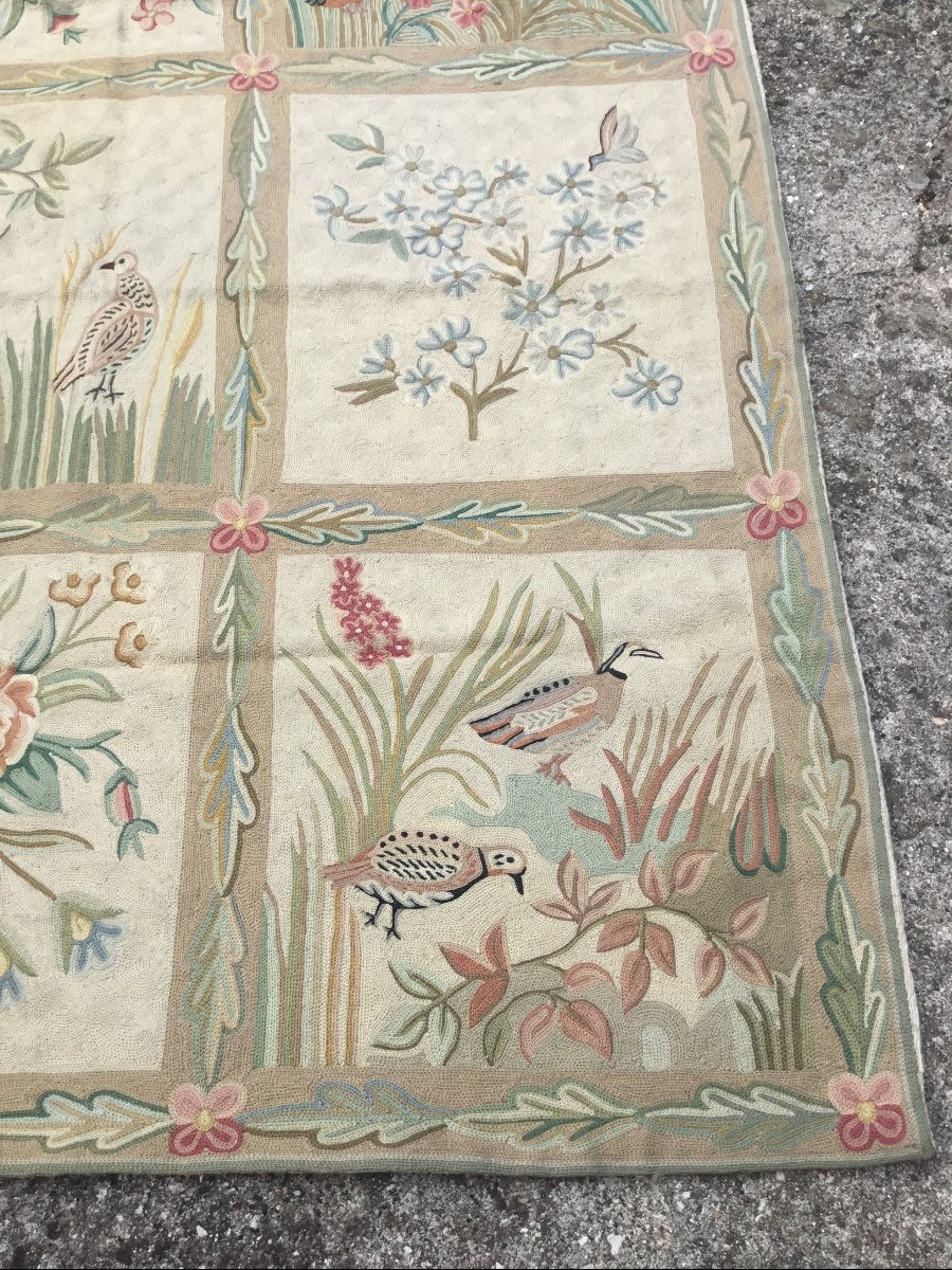Carpet With Quail And Chrysanthemum Flowers -photo-4