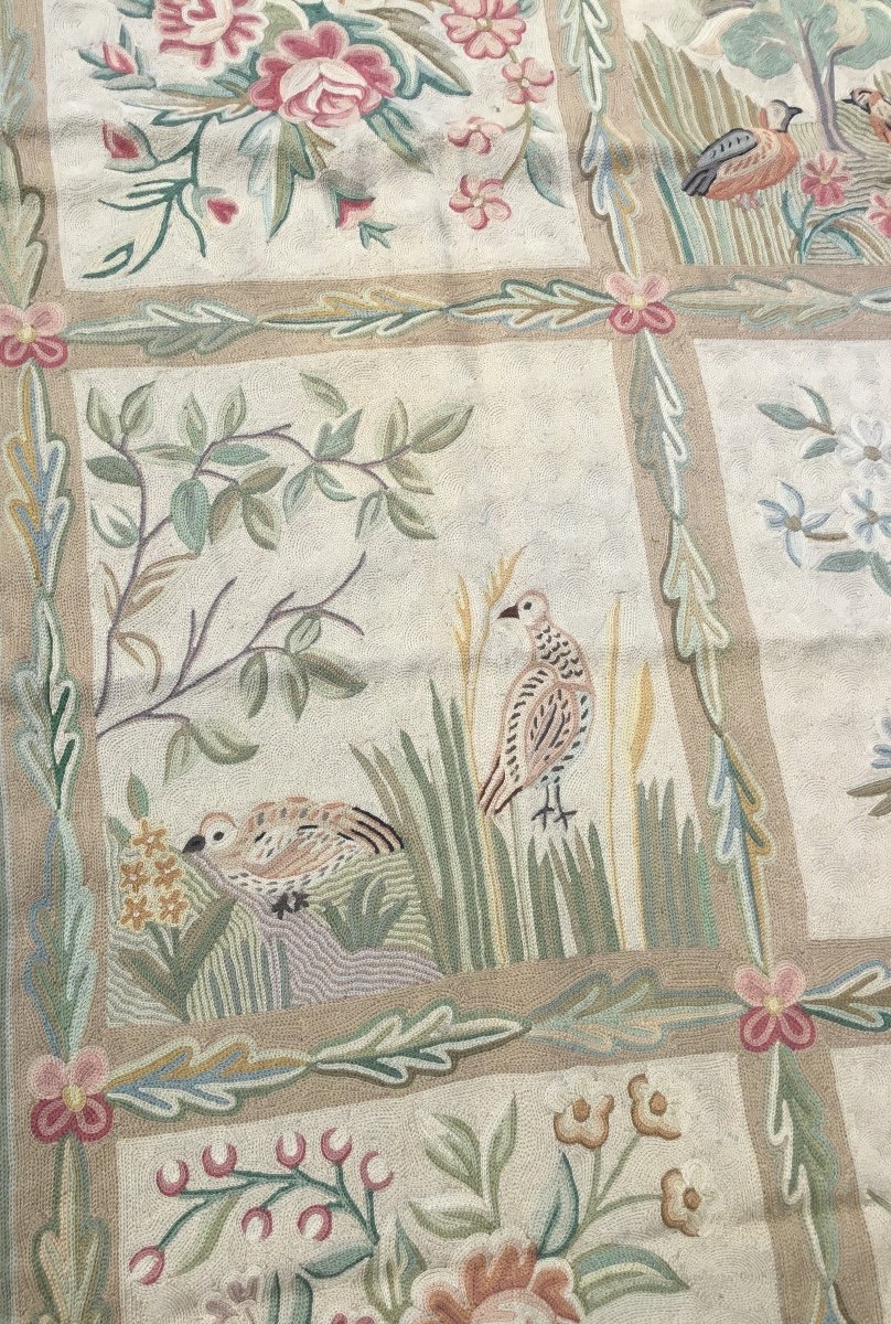 Carpet With Quail And Chrysanthemum Flowers -photo-1