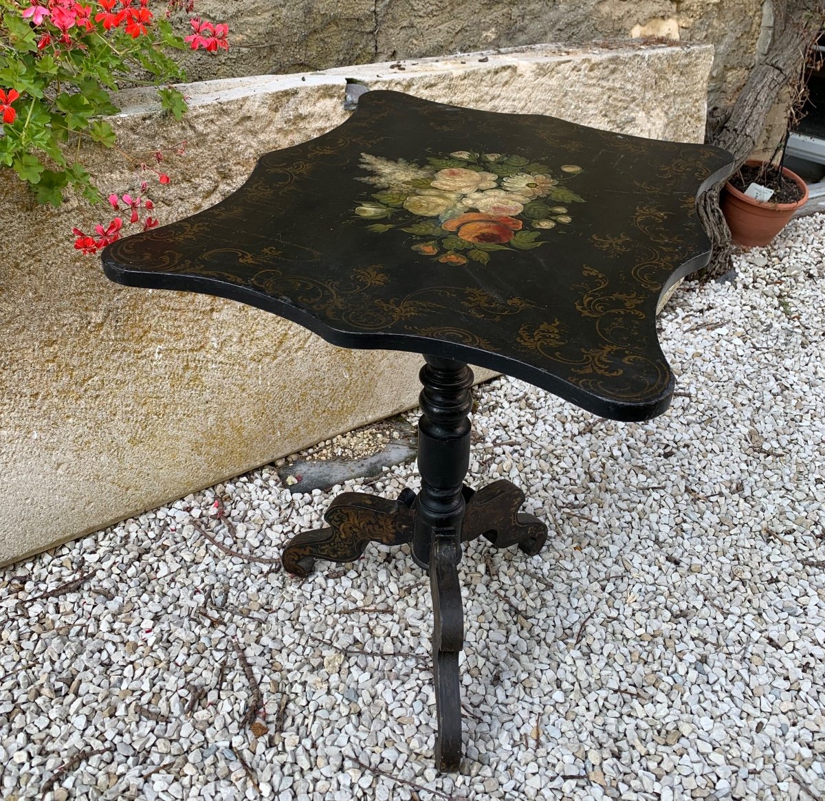 Painted Folding Tea Table, Napoleon III Period -photo-2