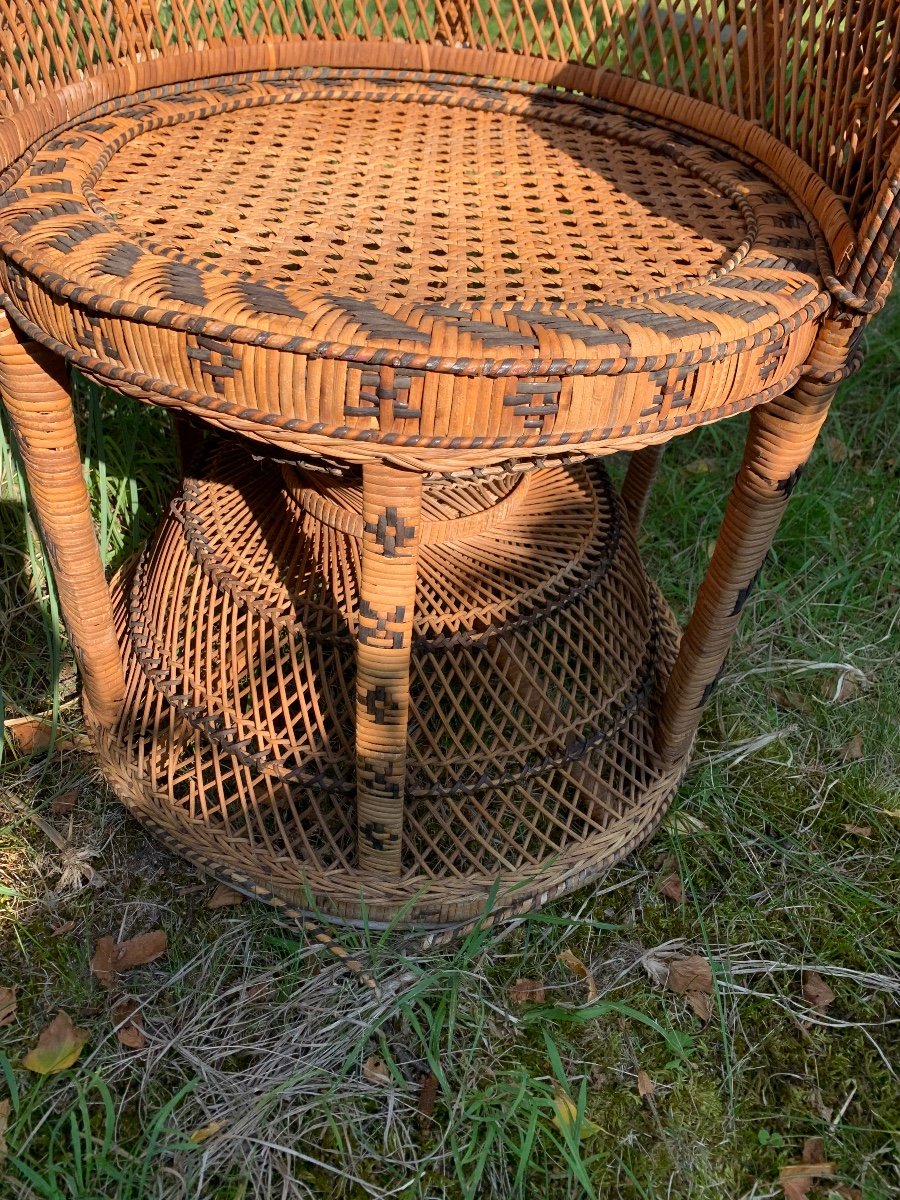 Paire De Fauteuils En Rotin Teintés Et Tressés Vers 1970-photo-3