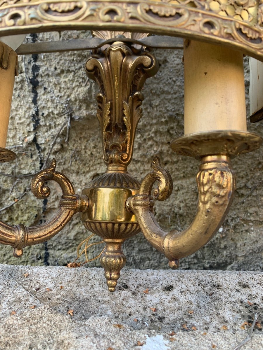 Pair Of Gilded Brass Wall Lights With Putti Decor -photo-3