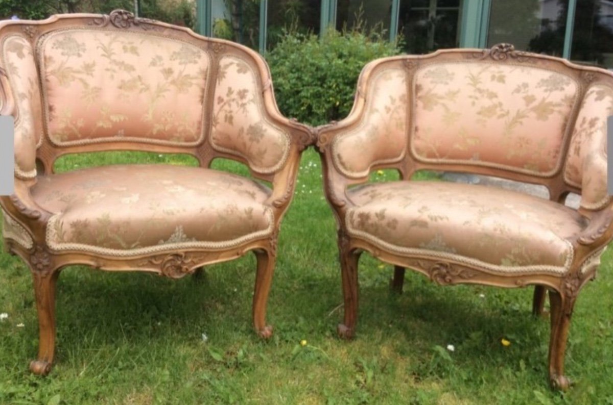 Pair Of Louis XV Style Bergere Armchairs-photo-3