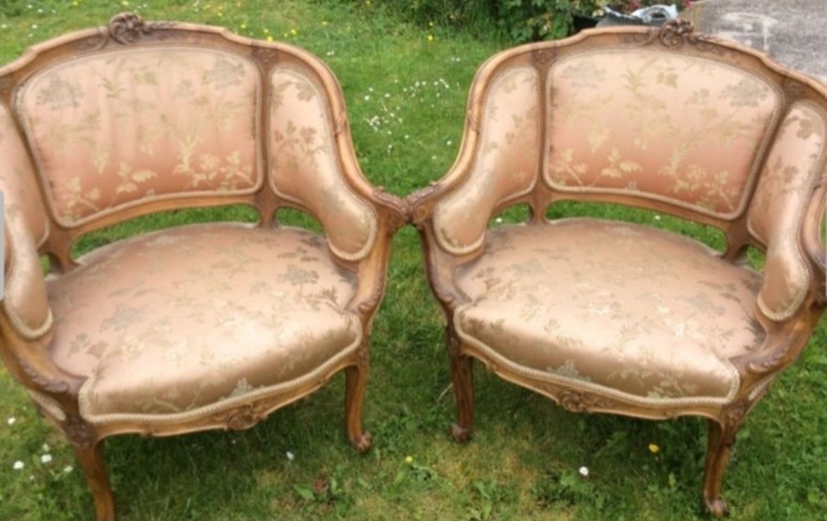 Pair Of Louis XV Style Bergere Armchairs