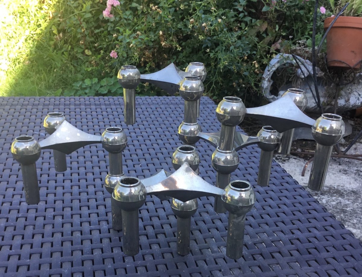 Set Of 6 Vintage Nagel Design Candlesticks From The 70s-photo-2