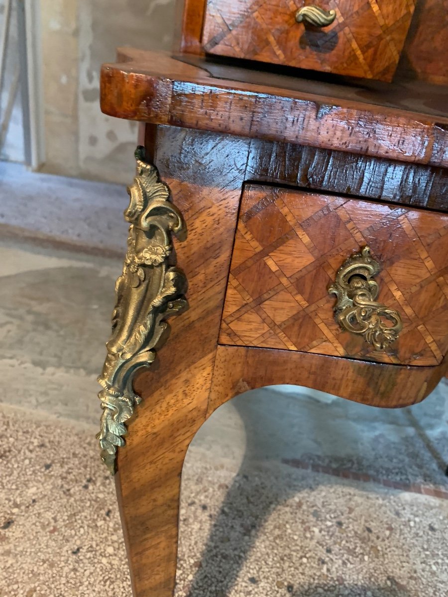 Small Marquetry Desk With Clock, 19th Century -photo-7