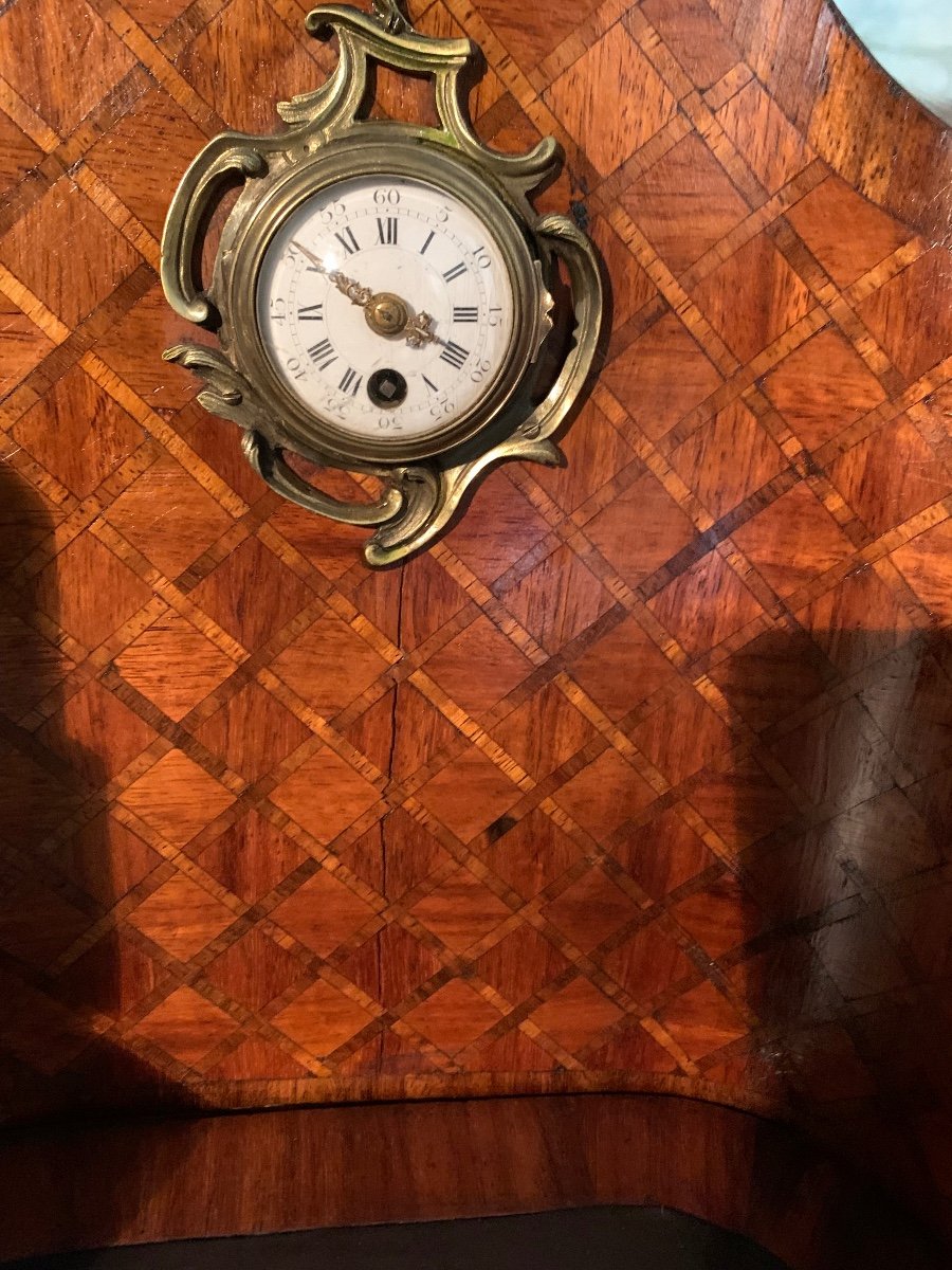 Small Marquetry Desk With Clock, 19th Century -photo-8