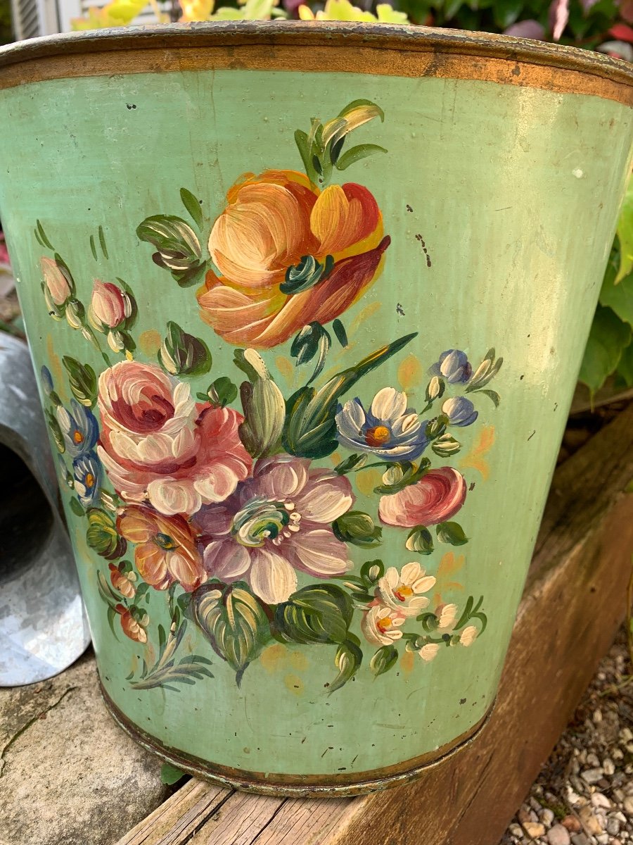 Painted Sheet Metal Waste Paper Basket, Napoleon III -photo-4