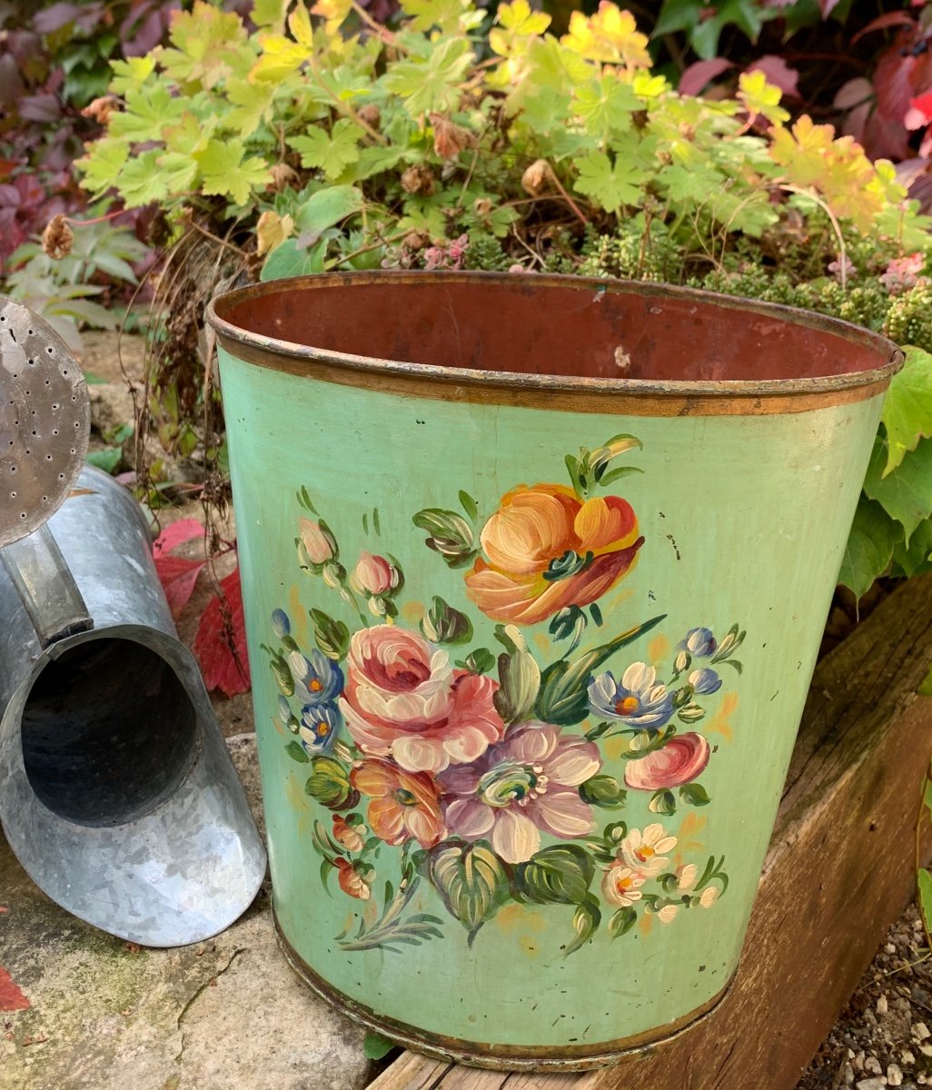 Painted Sheet Metal Waste Paper Basket, Napoleon III 