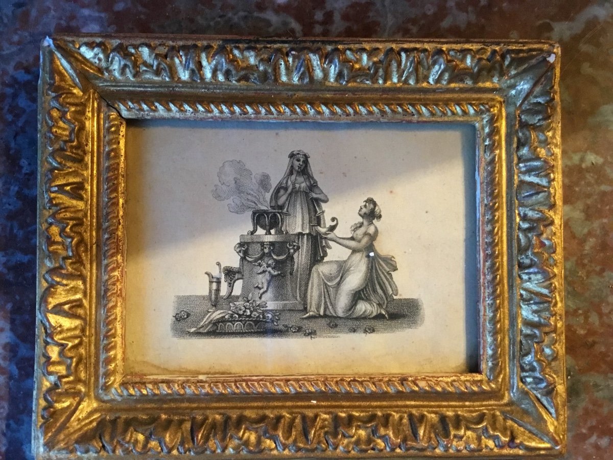 Gravure Miniature Dans Un Cadre De Style Louis XIII-photo-4