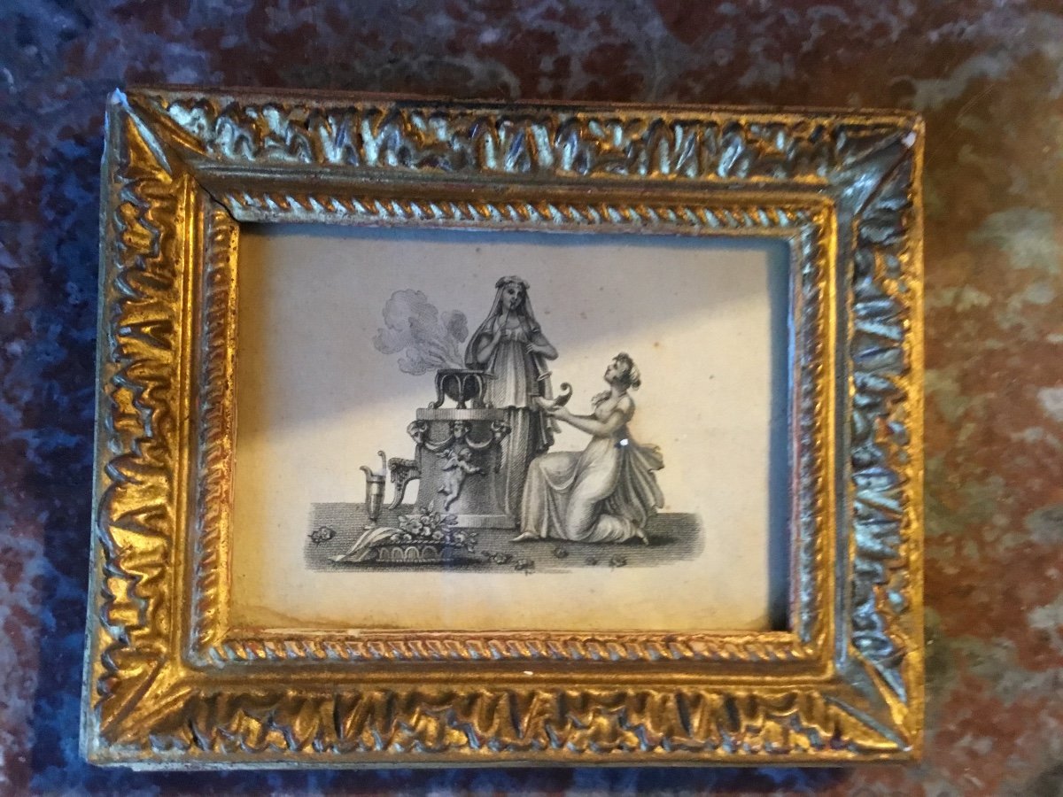 Gravure Miniature Dans Un Cadre De Style Louis XIII-photo-1