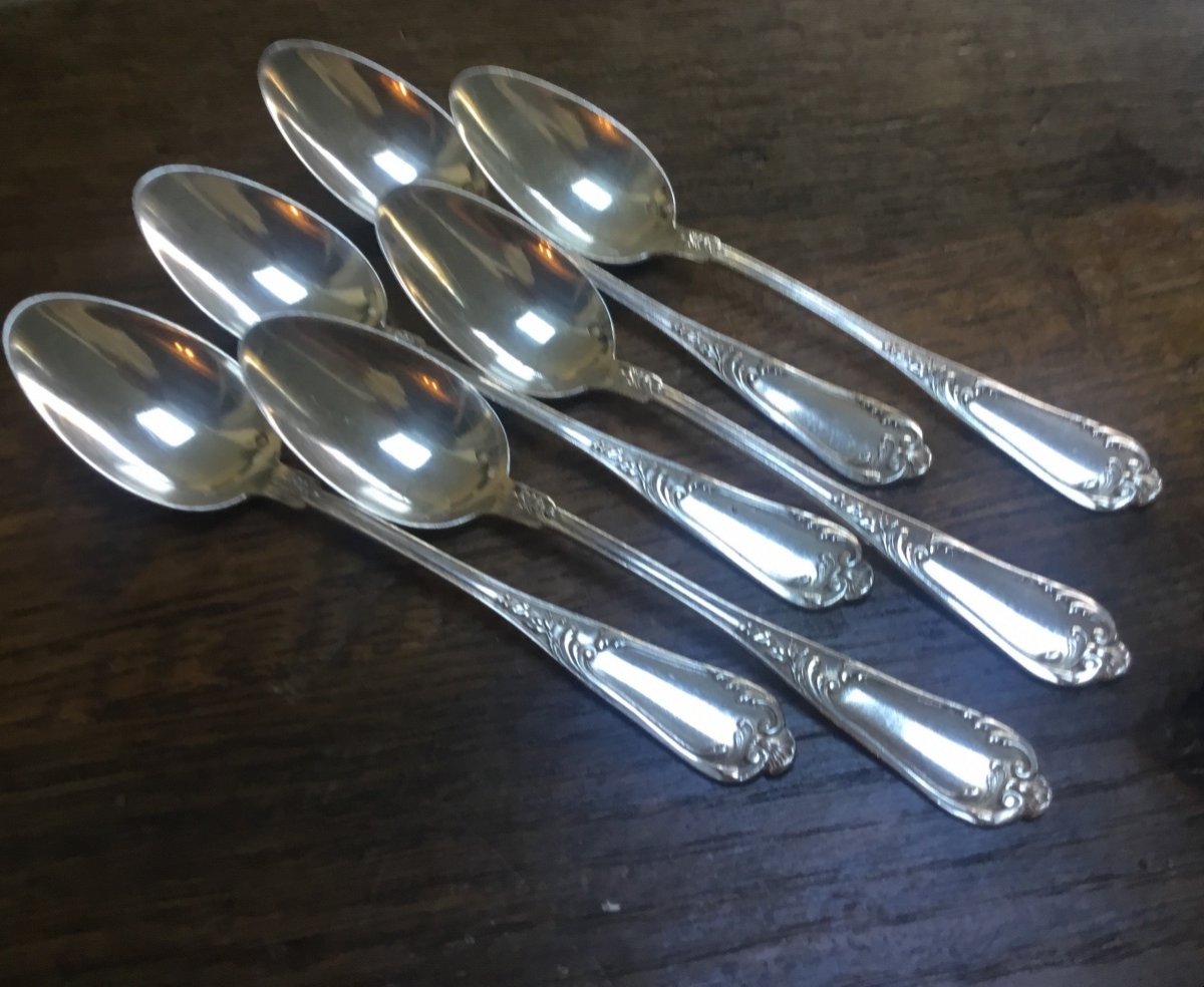 6 Monogrammed Sterling Silver Small Spoons