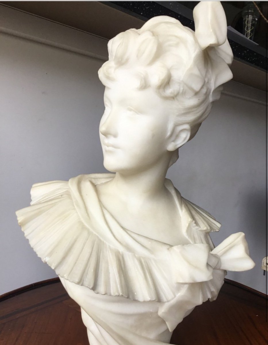 Bust Of A Woman With A Bun. Marble Print Signed H Allouard -photo-4