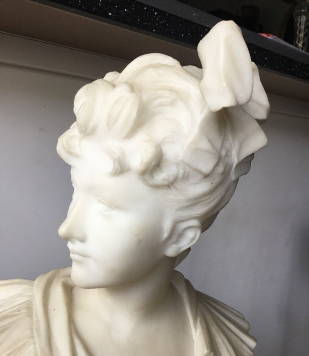 Bust Of A Woman With A Bun. Marble Print Signed H Allouard -photo-2