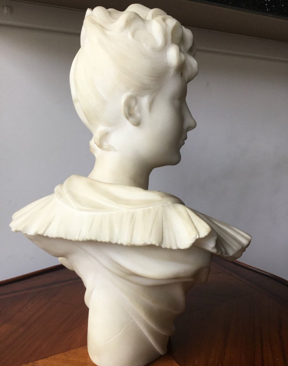 Bust Of A Woman With A Bun. Marble Print Signed H Allouard -photo-4